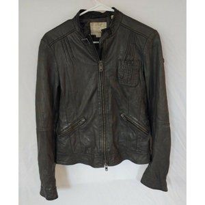 Timberland Women’s Leather Jacket Charcoal  Motorcycle Jacket Size SM Full Zip
